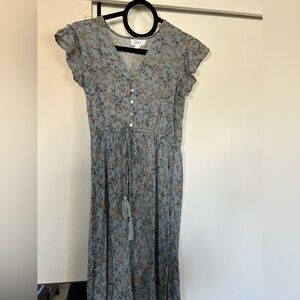 Japna Gray Floral Asymmetrical Dress